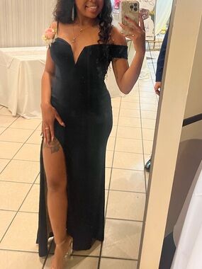macy's black prom dresses Black Embellished/Sequin Ball Gown Prom Dresses